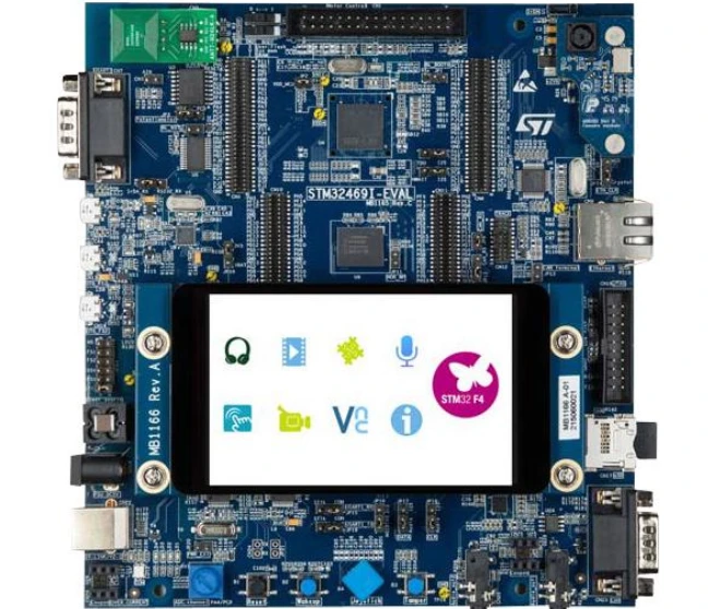 STM32 evaluation board with all pins broken out on connectors